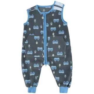 FLYISH DIRECT Baby Schlafsack mit Füßen 1 TOG Fleece Baby Schlafsack ohne Ärmeln, Ganzjahres Schlafsack Atmungsaktiv Babyschlafsack mit Beinen,Grau Auto,80