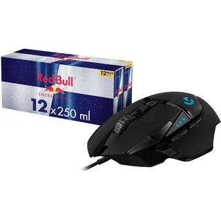 Red Bull Energy Drink Dosen Getränke 12er Palette + Logitech G502 HERO High-Performance Gaming-Maus Schwarz