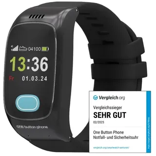 One Button Phone Modell 2024 - Notfall- & Sicherheitsuhr Senioren, Notrufknopf, SOS-Funktion, Sturzerkennung, GPS-Ortung, Vitaldaten, einfach zu bedienende Familien-App, 4G, SIM-Karte, freie Tarifwahl