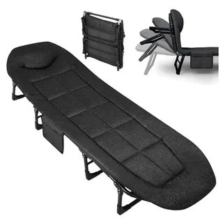 GarveeMore Klappbett 200cm Tragbares Klappbett mit Kissen und Kissen Campingbett