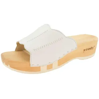 Woody Damen Anna Clog Pantolette, Weiß, 43 EU