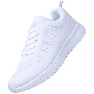 leichte turnschuhe damen Orthopädische Schuhe Damen Leicht Breite Füße Ergonomische Mesh-Obermaterial Arch Support Walkingschuhe Atmungsaktive Mesh Fussbett Memory Schaum Wanderschuhe Weiß 43 - 43 EU Weit