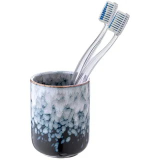 WENKO Zahnputzbecher Mod. Rosali aus Keramik einzigartiger Becher für Zahnbürste und Zahnpasta mit Effektglasur blau für Badezimmer Deko Ø 7,5 x 9,5 cm Bad-Zubehör Organizer Badezimmer Accessoires