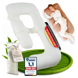 Ellphie Seitenschläferkissen XL, Schwangerschaftskissen, Stillkissen, Memory Foam Füllung, Kissenbezug 100% Baumwolle, Kuschelkissen, Lagerungskissen, Viskosebezug, Pregnancy Pillow, braun