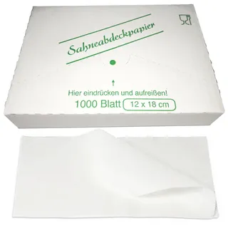 Lomatek Sahneabdeckpapier 12x18cm - 1000 Blatt, Trennpapier für Feingebäck, Gebäckpapier, Torten & Kuchenabdeckpapier für Kuchen & Torten, verhindert Austrocknen & Zusammenkleben, gewachst, weiß