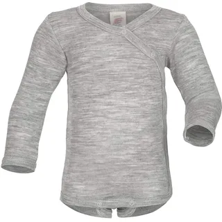 Engel Natur, Merino/Seide langarm Babybody GOTS 62/68 hellgrau