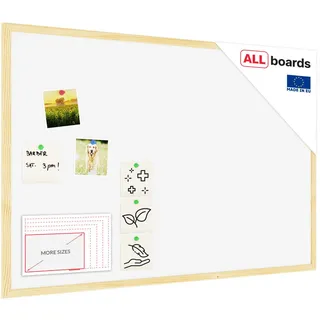 ALLboards Weiß Pinnwand mit Holz Rahmen 90x60cm Korktafel Korkwand Pinnwand Kork