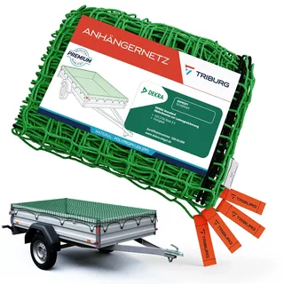 Anhängernetz 2x3 [DEKRA Geprüft] mit Eckmarkierungen - Anhänger Netz mit Spanngummi zur optimalen Ladungssicherung - Netz für Anhänger mit Gummiseil