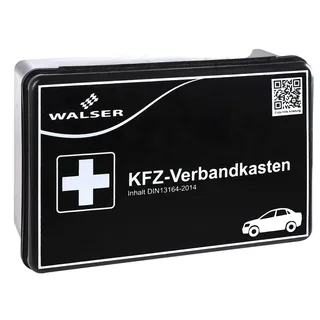 WALSER KFZ-Verbandkasten, Auto-Verbandstasche, Erste Hilfe Koffer, Notfall-Set Auto, Erste Hilfe Tasche DIN 13164, First Aid Kit schwarz 44262