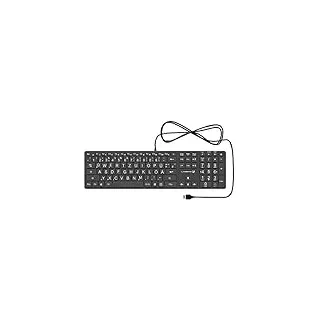 Lacerto® | Deutsche Tastatur (QWERTZ) mit großen Buchstaben, weißer LED-Beleuchtung & USB-Anschluss - Für Senioren, Kinder & Sehbehinderte - beleuchtet, kabelgebunden | GRANDA-D917