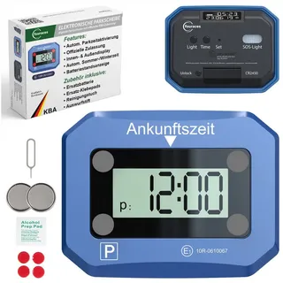fouraces elektronische Parkscheibe KFZ Elektronische Parkscheibe 10x8cm blau mit Zeitumstellung
