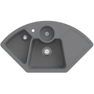 Villeroy und Boch Solo Eck Eckspüle 670801SL Ablaufgarnitur, Handbetätigung, Resteschale, Stone