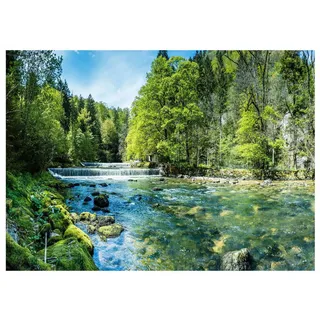 WallArena Fototapete Wasserfall 3D Natur Wald Vlies Tapete 150x105 cm