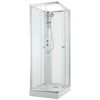 Komplettdusche Basic 900 x 900 x 2110 mm Thermostatmischer + Hand-/Seitenbrause - 93 979 74