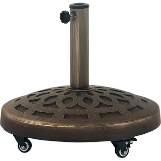 Outsunny Sonnenschirmständer aus Beton, Schirmständer mit Rolle, Rund Schirmhalter, Schirmgewicht, Ständer für Sonnenschirm 34/38/48mm Rohrdurchmesser, für Balkon, Terasse, Garten, Bronze   Aosom