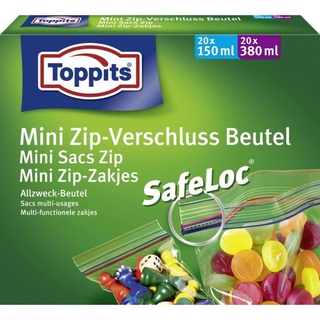 Toppits Mini Zip-Verschluss Beutel 20 x 150ml +380ml, Frischhaltefolie