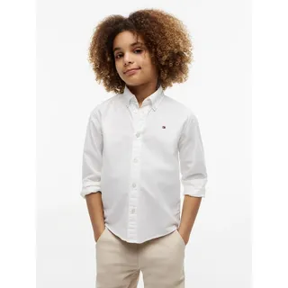 Tommy Hilfiger Langarmhemd TOMMY HILFIGER "FLAG OXFORD SHIRT", Jungen, Gr. 5 (110), N-Gr, weiß, Web, Obermaterial: 98% Baumwolle, 2% Elasthan, unifarben, regular fit normal, Rundhals, eingesetzt 1-Knopf-Manschette, Hemden, Kinder bis 16 Jahre mit Button-Down-Kragen