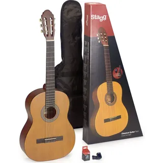 Stagg C440 Klassische Gitarre – Schwarz Gitarren-Set Volle Größe natur