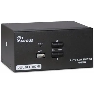 Inter-Tech AS-22HA HDMI Tastatur/Video/Maus (KVM)-Switch Schwarz