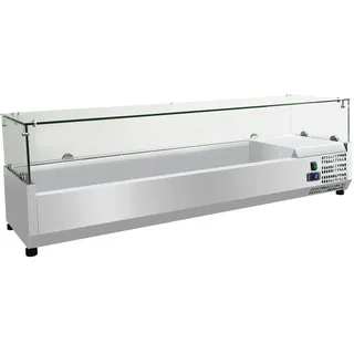 METRO Professional Aufsatzkühlvitrine GHS1150, aus Edelstahl/Sicherheitsglas, 53 L, 180 W, 220-240 V, Temperaturbereich: 0 bis +8°C, geeignet für GN Behälter, silber für Gastronomie, Bar, Restaurant