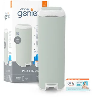 Diaper Genie Platinum Edelstahl Windeleimer mit Fußpedal, neuartiges System mit abreißbaren Beuteln
