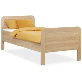 Homestyle4u Komfortbett 90x200 Bett Senioren Seniorenbett Höhenverstellbar Holzbett Eiche Einzelbett Hohes