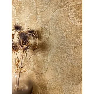 Newroom Vliestapete Kalon Gold Tapete Mustertapete Muster,Struktur,Struktur, Gold Tapete Glamour Muster - Mustertapete Retromuster Metallic Modern 3D Optik Struktur Struktur für Wohnzimmer Schlafzimmer Küche, Retromuster goldfarben