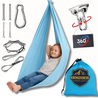 Hängematte Therapieschaukel für Kinder, Kinderschaukel Hängematte, Indoor Therapieschaukel, Kuschelhängematte Sicherheit/Tragfähigkeit bis 90 kg - Hellblau