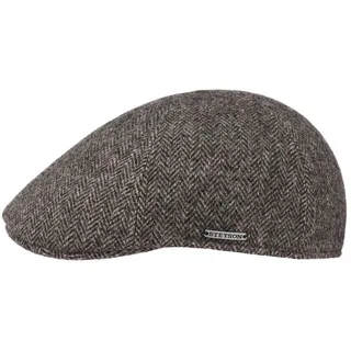 Stetson Texas Herringbone Flatcap Herren mit Baumwollinnenfutter Herbst Winter grau S (54-55 cm) - S