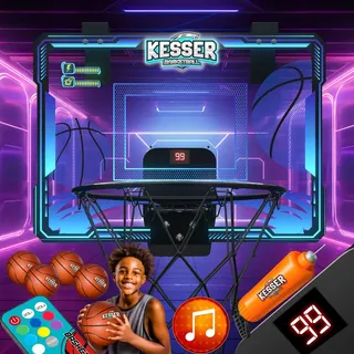 Kesser KESSER® Mini-Basketballkorb fürs Zimmer & Büro Tür-Basketballkorb Indoor Outdoor Basketball-Board für Kinder-Zimmer & Wandmontage Basketballbrett inkl. Ballnetz Pumpe | Ball