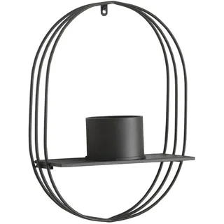 [en.casa] Pflanzenregal, Schwarz Metall 39x56x15 cm Wohnzimmer, Regale, Wandregale