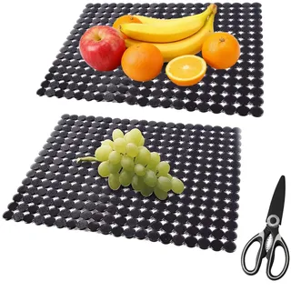 DBAATTZ Spülbeckeneinlage, 2 Stück Selbst Zugeschnittene Spülbeckenmatte, 30 x 40cm, Schnell Abtropfende Abtropfmatten, mit Schere, für Edelstahl, Keramik, Waschbecken(Schwarz)