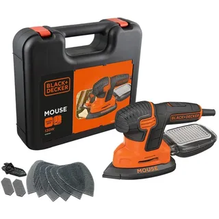 Black+Decker Dreieckschleifer Mouse KA2500K / Kraftvolle Schleifmaschine mit Staubfangbehälter inkl. Mikrofilter/Für das Abschleifen selbst an schwer zugänglichen Stellen / 1 x Schleifer 120 W