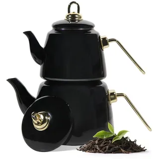 HOMELUX Teekanne Induktionsgeeignet, Wasserkessel, Turkische Teekocher 2L+1L, (4-tlg, Induktion), Für alle Herdarten geeignet schwarz