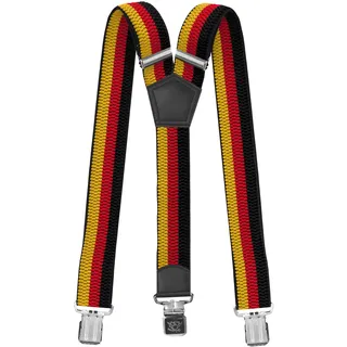 Fabio Farini - 4 cm breiter Hosenträger Y Form für Herren - Schwarz Rot Gold - M-L