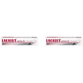 LACALUT WHITE & REPAIR ZAHNCREME, 75ml Zahnpasta zum Aufhellen der Zähne, Straffung und Festigung des Zahnfleischs, Zahncreme für weiße Zähne, 1 x 75ml (Packung mit 2)