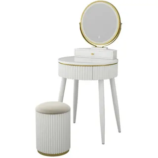 Vicco Schminktisch Gesa, 60 x 133 cm, Weiß, Frisiertisch mit LED-Spiegel