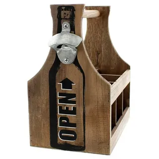 Frank Flechtwaren Flaschenträger Opener 229801 für 6 Flaschen Getränketräger