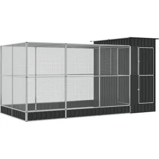 vidaXL Voliere mit Erweiterung 416 x 203 x 216 cm silber