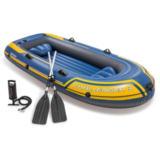 Intex Schlauchboot Challenger 3 (Set, mit 2 Paddeln und Luftpumpe) gelb