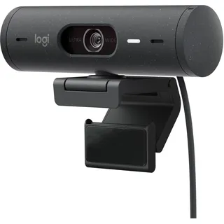 Logitech Brio 500 Full-HD-Webcam mit Auto-Lichtkorrektur | Zeigemodus, Doppelmikrofon, Rauschunterdrückung, Webcam-Abdeckung, für MS Teams, Google Meet, Zoom, USB-C-Kabel - Graphit