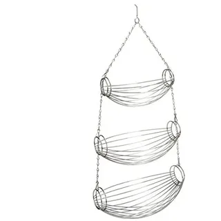 Hängekorb Set 3tlg. Obstkorb Obstspender Spender Küche Etagere Metall verchromt Gemüsekorb