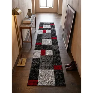 KADIMA DESIGN Teppich LATEMAR Küche Küchenläufer Teppichläufer Flur Waschbar Bettvorleger, Läufer, Höhe: 15 mm, Rot, 80x300 cm, Strapazierfähig Fußbodenheizung Waschbar rot Läufer | 80 cm x 300 cm x 15 mm