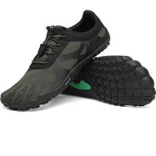 SAGUARO Barfußschuhe Herren Barfuss Schuhe Damen Zehenschuhe Outdoor & Indoor Fitnessschuhe Mit Breite Zehenbox, Vitality III - Barfußschuhe Grün Spargel,Gr.48 - 48 EU