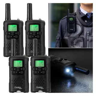 casativo-tech Casativo 4er-Set PMR-Funkgerät mit VOX, Taschenlampe, 10km Reichweite, 8 Kanäle, für Abenteuer, Camping und Wandern, für Erwachsene und Kinder