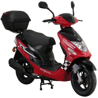 Alpha Motors Motorroller CityLeader 50 ccm EURO 5 inkl. Topcase rot 25 kmh