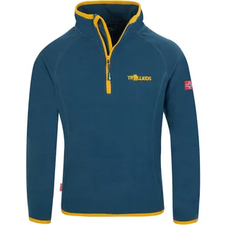 TROLLKIDS Strickfleece-Pullover TROLLKIDS "KIDS NORDLAND HALF ZIP" Gr. 152, blau (mystic blue) Kinder Pullover