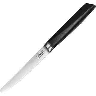 Lurch 230460 TANGO Tomaten-/Brötchen-/Frühstücksmesser mit 12,5cm Wellenschliffklinge aus korrisionsbeständigem 3CR14 Messerstahl, Schwarz, Edelstahl