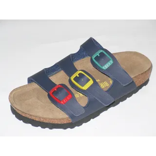 Birkenstock Gr 29 Florida Schmal Blau bunte Schnallen Hausschuhe Sandalen Kinder
