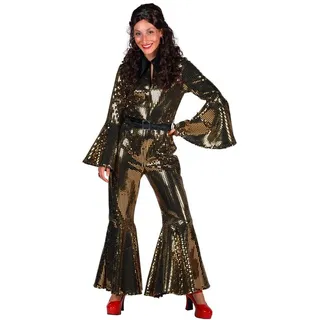 thetru Kostüm Disco Anzug 'Studio 54' für Damen, Gold - 80er Jahre goldfarben XS